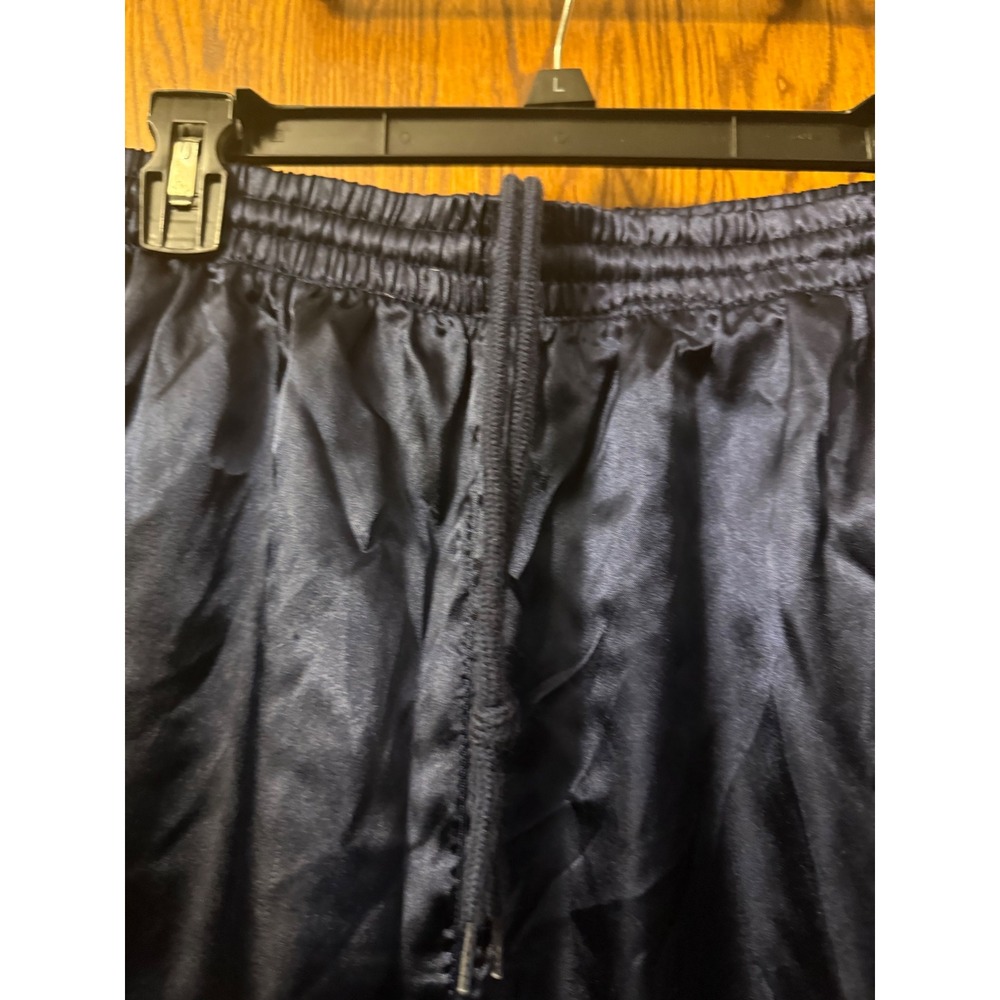 Navy Blue Satin Track Pants Drawstring Elastic Waist‎ Joggers Large